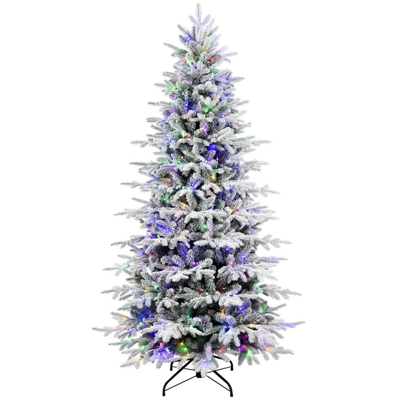 Makeatree 7 Ft Prelit Flocked Christmas Tree Artificial Fraser Fir