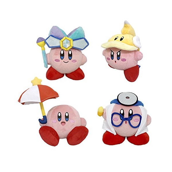 Little Buddy LB-1677787980 Set of 4 Kirby Adventure All Star, Mirror 2/Cutter 2/Parasol 2/Doctor Kirby Plushes (Pack of 4)