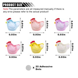 smilfuy 6PCS Mini Chicken Car Dashboard Decoration, Mini Resin Animals Set, Cute Car Interior Decoration Accessories, Chicken Figurine Decor, Car Rear View Mirror Accessories for Men and Women