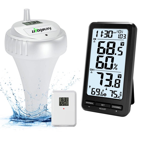 Urageuxy Pool Thermometer Digital Water Pool Thermometer with LCD Backlight,