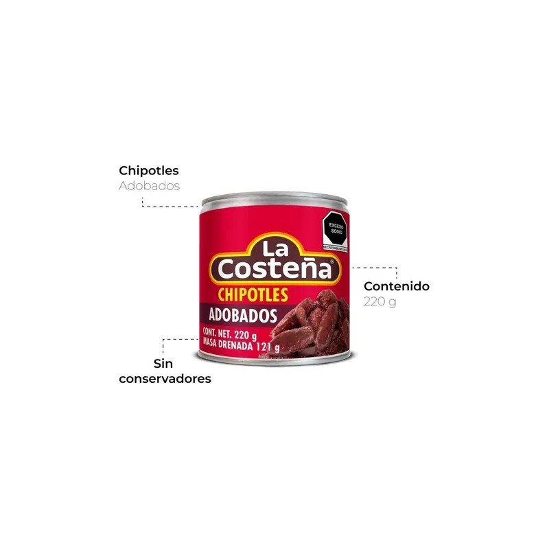 Chiles Chipotles Adobados 220 Gr La Costeña