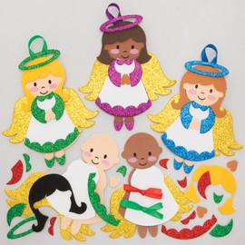 Baker Ross FE923 Angel Decoration Craft Set, Pack of 8, Christmas Decoration Craft Sets for Children, Children's Birthday Crafts, Christmas Craft Ideas, Angel