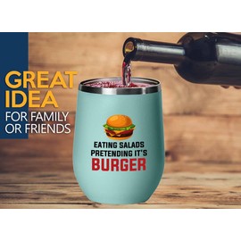 Dietetics Teal Edition Wine Tumbler 12oz - Eating salads - Registered Dietitian Nutritionist Foodies Vegan Vegetables Dietician Vegeterian Consultant