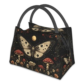 Snowmolle Lunch Box for Women,Gothic Moth Insulated Lunch Bag,Mushroom Floral Leakproof Thermal Insulation Cooler Tote Bags for Teacher Nurse Kids School Work Picnic