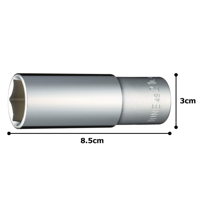 Tone HP4S-21L Deep Socket (6 Angle) 1/2-inch (12.7-mm) Drive, Width
