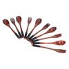 Wooden Tableware Set EcoFriendly Spoon Fork Reusable Hand Made Utensils