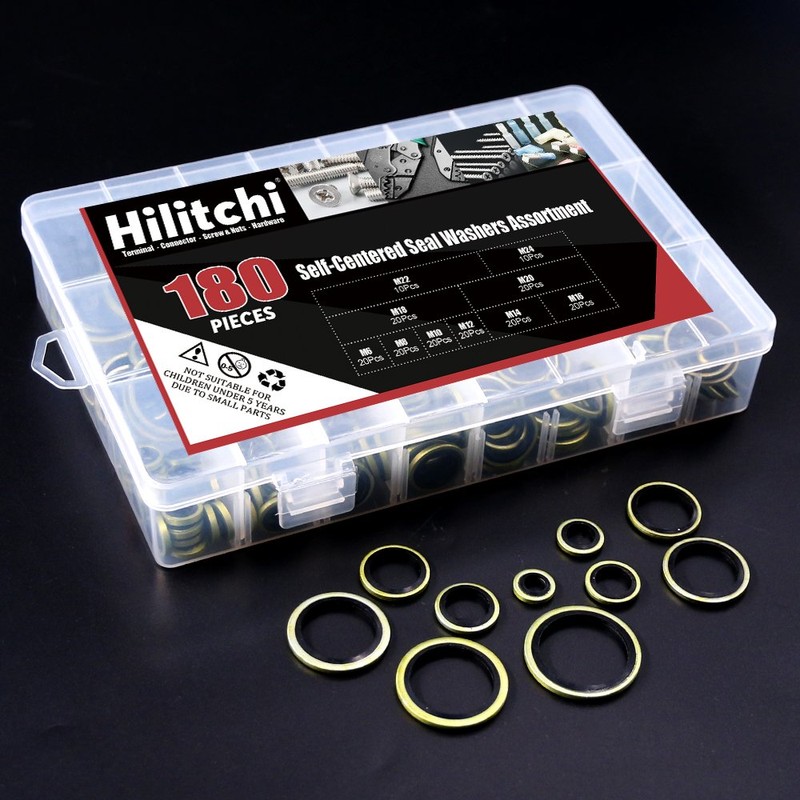 Hilitchi - Juego de 180 arandelas de aceite métricas con