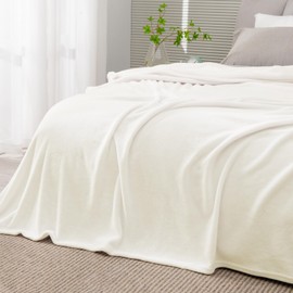 BEDELITE Fleece Blankets Queen Size Cream Throw Blankets for Bed, Luxury Plush Cozy Fuzzy Blanket 90x90 inches, Super Soft Warm Lightweight Throw Blanket All Seasons Suitable