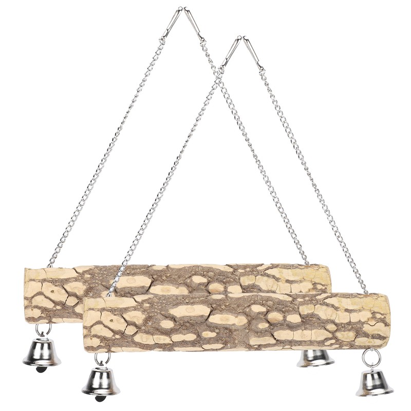 2pcs Pet Birds Parrots Wooden Swing Stand Bar Safety Toy