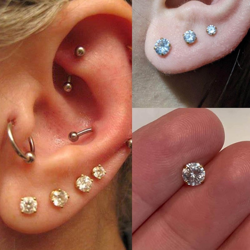 WillTen 2Pcs Ear Piercing Kit with Gold CZ Studs, Ear