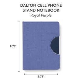Mothers Day Gifts Cell Phone Stand Notebook - Dalton Hardcover Notebook with 192 Lined Pages, Grosgrain Ribbon Bookmark, 100 GSM Acid-Free Paper, Folds to Stand, 6" x 7.87", Royal Purple Design