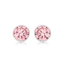 Carissima Gold 9 ct White Gold 5 mm Pink Cubic Zirconia Stud Earrings