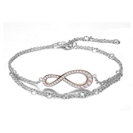 LOVANS 925 Sterling Silver Chains Bracelet Lucky Love Adjustable Bracelet Links Gift for Women Lady (Infinity-1)