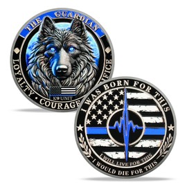ASmileIndeep Police Challenge Coin - K9 Guardian Police Dog Coins - Thin Blue Line Law Enforcement Coin - First Responder Tribute K9 Unit Token - Military Patriotic Memorial Gift