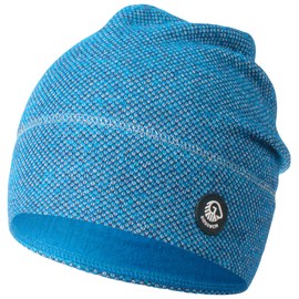 Giesswein High Ice unisex knitted beanie made of Merino wool for men and women, breathable, temperature regulating, ideal for winter sports, great fit - H: 28 cm. - Outdoors. Cyan blue