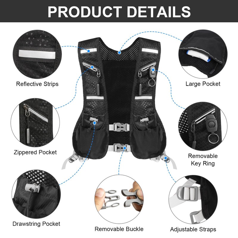 Running Vest for Men and Women, Breathable & Reflective Hydration