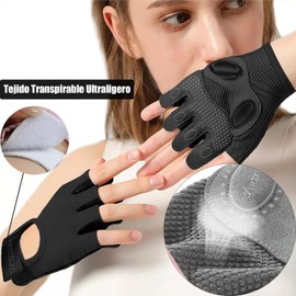 QMCZLA 3pcs Guantes Deportivos - 2 Colores Guantes Gym Guantes de Medio Dedo Antideslizantes Diseño Transpirable con Muñequeras y Diadema Deportiva para Deportes y Fitness 3 Tamaños(Negro, Large)