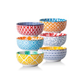 Cerkik Ceramic Dipping Bowls Set - 4 Oz Small Dessert Bowl 3.5 Inch Porcelain Small Bowls for Side Dishes, Snack, Yogurt, Appetizer - Microwave Dishwasher Safe - Set of 6 - Assorted Colors
