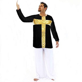 Danzcue Praise Cross Mens Inspired Pullover Dance Top, Black-Gold, L-XL