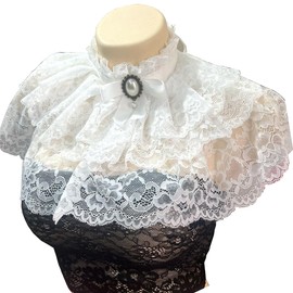 UniqKaliber Gothic Lace Shawl Ruff Collar Lolita Neck Collar Elizabethan Vintage Ruff Collar for Costume Cosplay