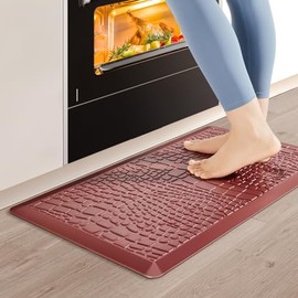 Villsure Kitchen Mats and Rugs,Cushioned Anti Fatigue Kitchen Mats for Floor,1/2 Inch Thick Kitchen Rug,Non-Slip Waterproof Comfort Floor Mat for Kitchen Home,Office,Sink,Laundry 17.3"x30",Red