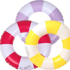 Swimming Ring Adult Retro Style Inflatable Swimming Hoop Funny Pool Float Toy Swimming Pool Float (Red + Yellow + Purple)