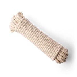 SNURO Cotton cord diameter 8 mm (thick), 20 m length. For many projects: gym bags, hoodies, bags, for sewing. Braided cotton cord - rope - easy to knot and work with. Washable