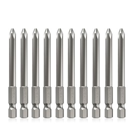 Focmkeas 10pcs 6PH1 Phillips Screwdriver Bit,Magnetic Cross Head Screwdriver Bits,Cross Impact Ready 2.95 in /75 mm Length 1/4 Hex Shank for electric screwdrivers drills