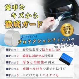 (Supervised by First Class Automobile Mechanics) SPEEVAL Protection Film with Spatula for Cars, Motorcycles, Protective Film, Protection Tape, Scratch Prevention, Tape Type (Clear, Width 2.8 inches (7