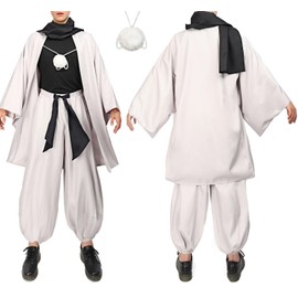 C-ZOFEK Anime Cosplay Haori Kimono Jacket Pants Black Stretchy Top with Scarf for Men Costume US SIZE(Large)