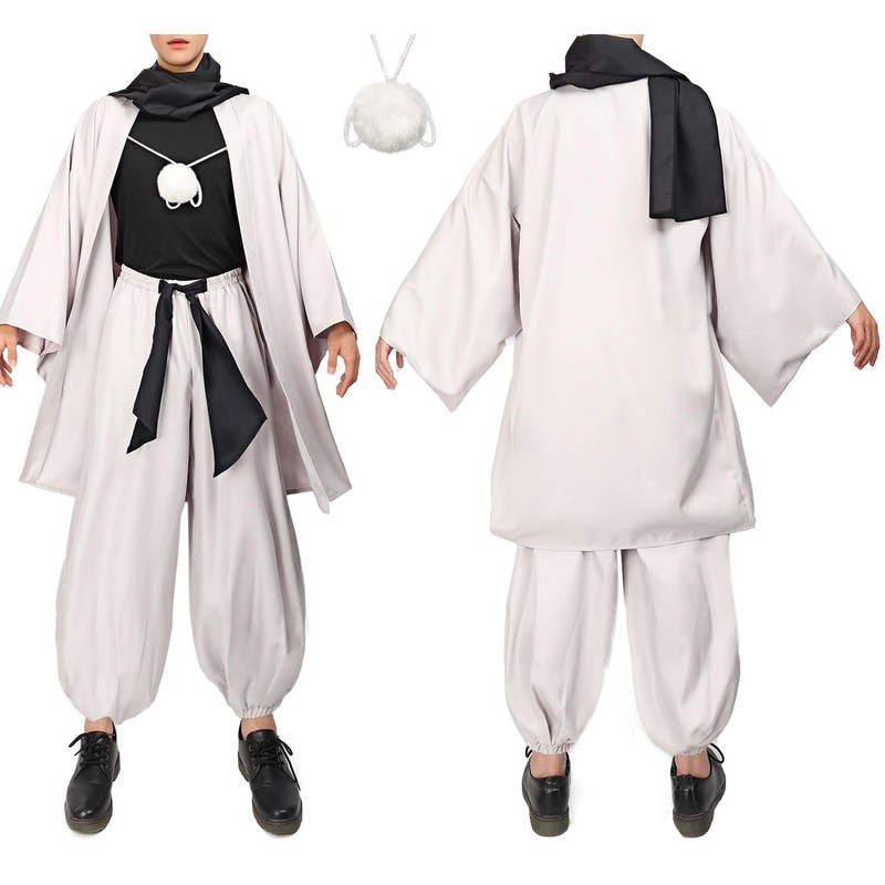 C-ZOFEK Anime Cosplay Haori Kimono Jacket Pants Black Stretchy Top