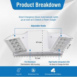 Ciata Black Led Emergency Lights with Battery Backup, for Home Power Failure, Hardwired with Adjustable Heads, Backup Battery, Emergency Lights for Business, Indoor Emergency Lights