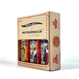 Torchbearer Sauces Hot Sauce 3 Flavor Gift Set - Sultry #7, Habanero Evil, Garlic Habanero, 5 oz Bottles, Pack of 3
