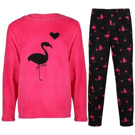 A2Z 4 Kids Girls Pyjamas 2 Piece Soft Fluffy Fleece Loungewear Flamingo - PJS 279 Flamingo 7-8