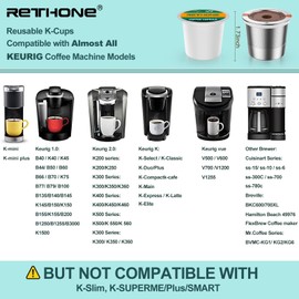 RETHONE K Cup Reusable Coffee Pods, Stainless Steel Reusable K Cups Compatible with Keurig 1.0 & 2.0 Coffee Machines Brewers Refillable K Cups (1 Pack)