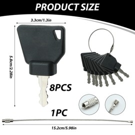 8 Pcs Ignition Key Set, Heavy Equipment JCB Key Forklift Key Large Key Ring Compatible with Excavators Loaders Telehandlers Forklifts JCB Bomag Skytrak New Holland 14603 14607 Plant Excavator