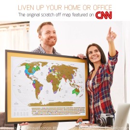 Travelization XL Scratch Off Map of The World with Flags - 36 x 24 Easy to Frame Scratch Of...