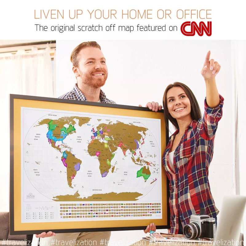 Travelization XL Scratch Off Map of The World with Flags