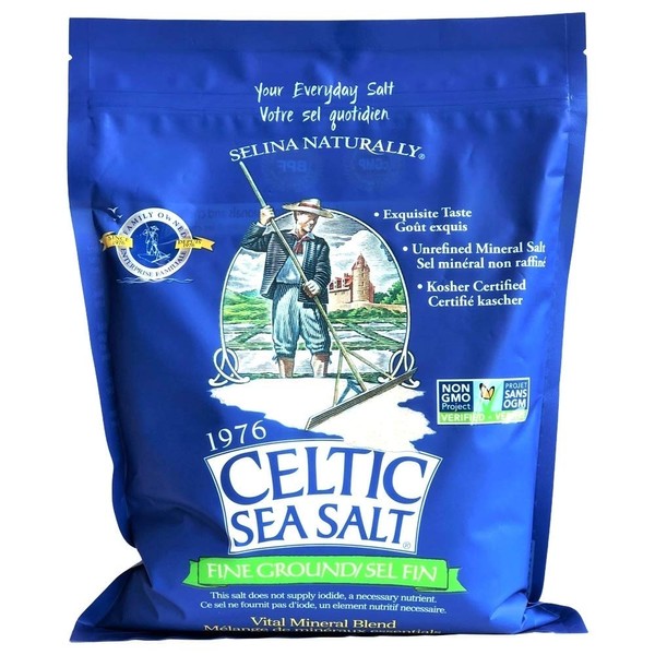 Fine Ground Celtic Sea Salt – (1) 5 Pound Bag of Nutritious, Classic Sea Salt, Great for Cooking, Baking, Pickling, Finishing and More, Pantry-Friendly, Gluten-Free, Kosher and Paleo-Friendly