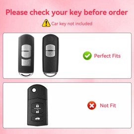 ZVRSUA Car Key Case with Diamond Key Fob - Compatible with Mazda Key 3/5/6/MX5/RX8/CX-5/CX-7/CX-9/BT50/MX-5, Car Key Protection, Smart Key, 3 Buttons (Pink)