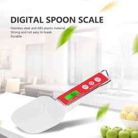 Digital Spoon Scale, 500G/0.1G, Portable Stainless Steel Dual Head LCD Measuring Cup with Clear Display for Baking, Cooking (Red)