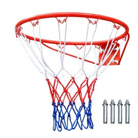 Basketball Rim Replacement Standard 18" Steel Rim Wall Mounted Basketball Goal Hoop with Net for Indoor Outdoor