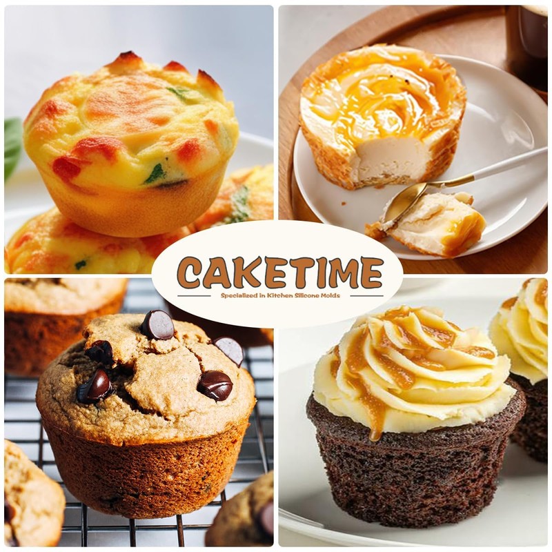 CAKETIME Silicone Mini Muffin Pan, 24 Cups Nonstick Mini Cupcake