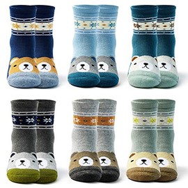 Big Kids Winter Socks Boys Warm Socks Thick Cotton Thermal Crew Socks for Boys 6 Pairs 6-8 Years