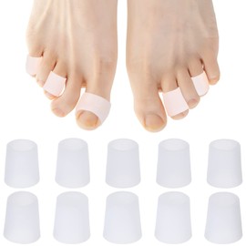 EXCEART 5 Pares de Protectores de Gel para Dedos de Los Pies Tubos de Silicona para Los Dedos Del Pie Separador de Dedos de Maíz para Aliviar El Dolor Del Dedo Pequeño (Manga Blanca