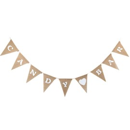 Candy Bar Burlap Triangle Banner Wedding Christmas Party Decorations Garden Flag Garland Bunting Sign