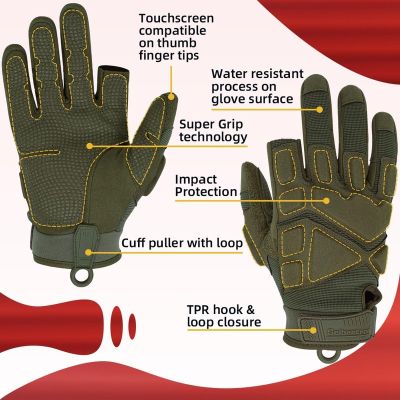 Seibertron S.O.L.A.G-HI 2.0 Half Index Finger Tactical Gloves - Touchscreen