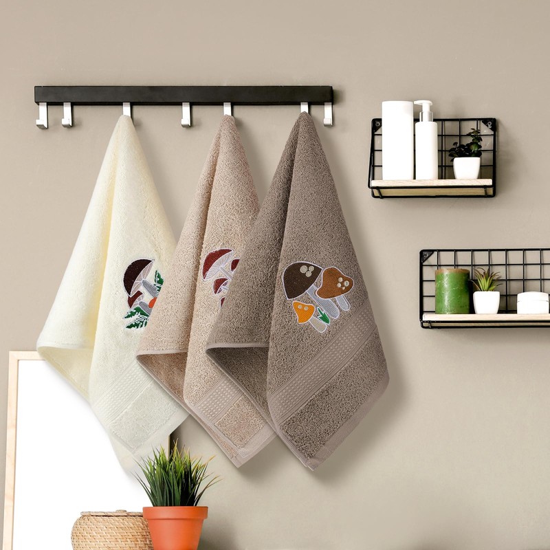 Hillsuren 3 Pcs Mushroom Hand Towels Bathroom Decor Boho Mushroom