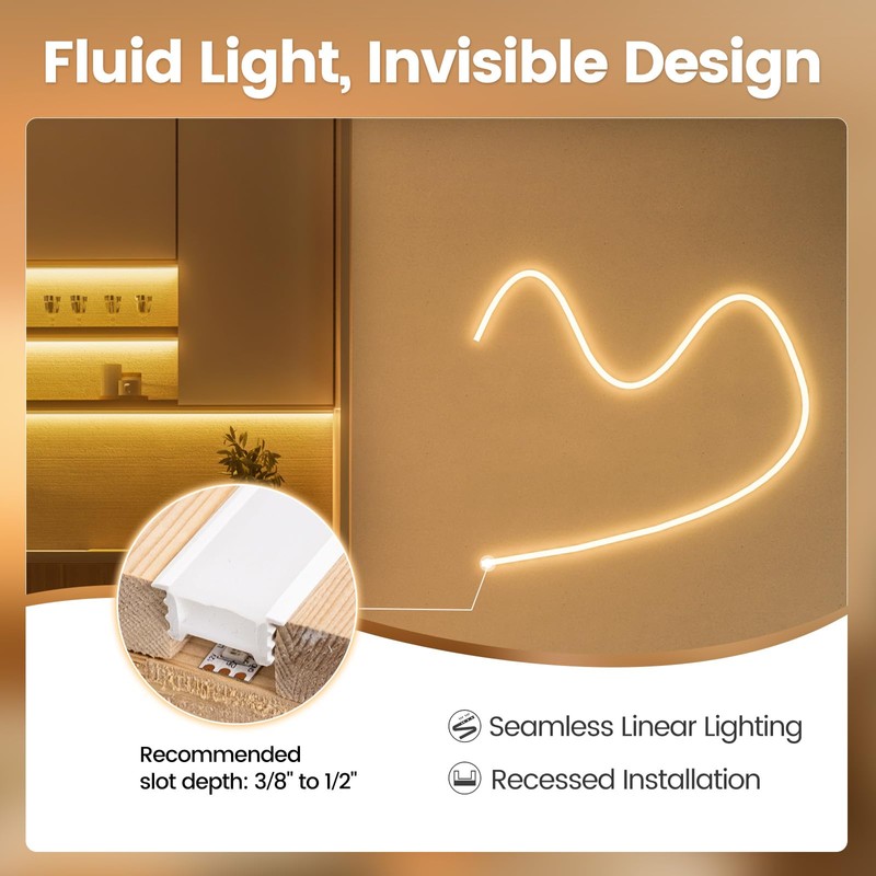 Muzata 16.5FT/5M Spotless Silicone LED Channel White Bendable LED Diffuser