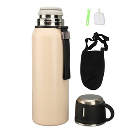 Vacuum Water Bottle 1200ml Stainless Steel Portable Insulated Water Cup with Infuser for Outdoor Camping Office Creamy White